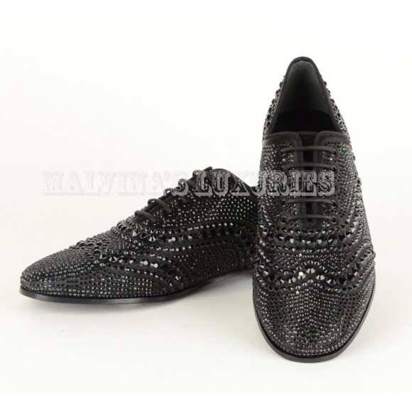 GUCCI SHOES BLACK LACE-UP LOAFERS SATIN WITH BLACK CRYSTALS sz 36.5 6.5 - Picture 9 of 12